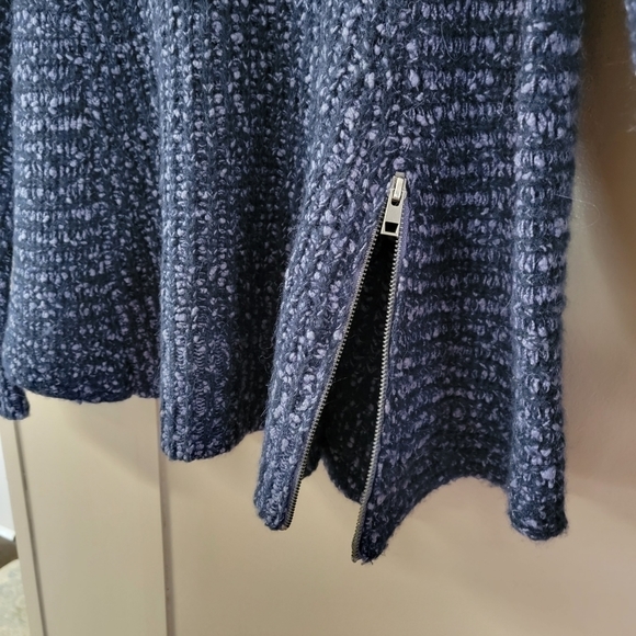 Anthropologie Moth Navy Zipped Stitch Wool/Alpaca Blend Pullover Knit Sweater - Picture 8 of 16